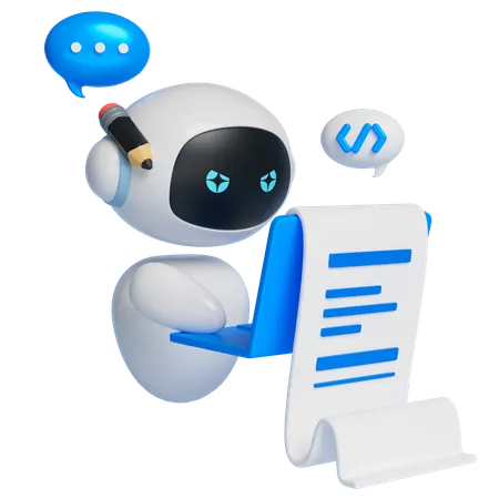 Robot Writing On Laptop  3D Icon
