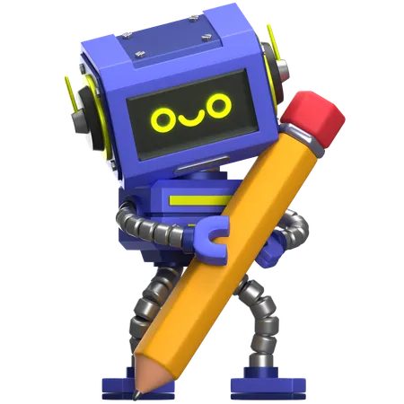 Robot Writing with Pencil  3D Icon