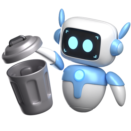 Roboter mit Mülleimer  3D Illustration