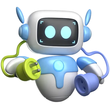 Roboter mit Stecker  3D Illustration