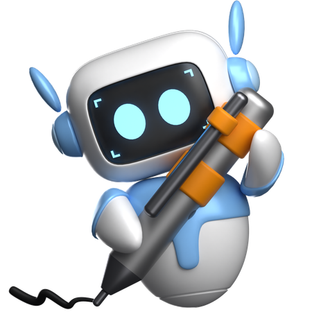 Roboter mit Stift  3D Illustration