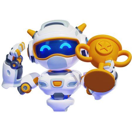 Roboter mit Trophäe  3D Icon