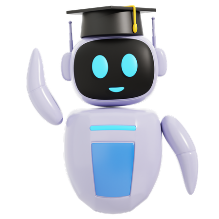 Roboter mit Abschlussmütze  3D Icon