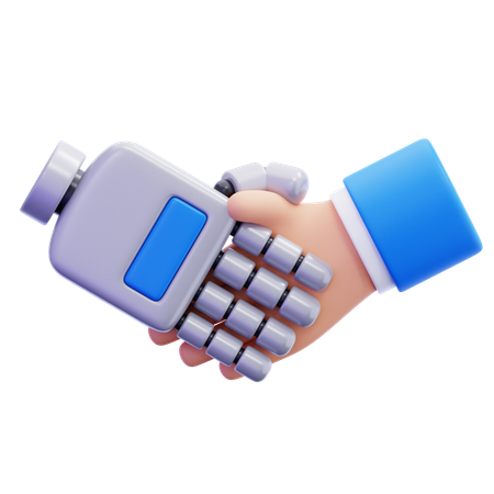 Roboter und menschlicher Händedruck  3D Icon