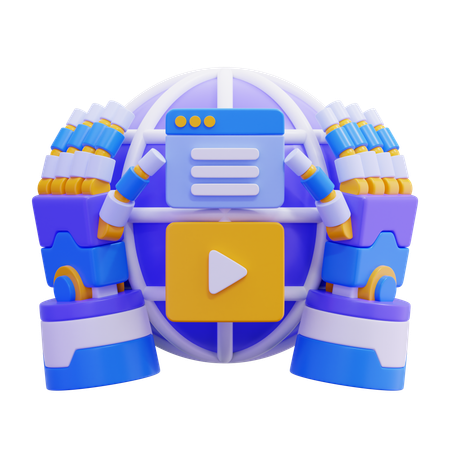 Roboterarme umkreisen Globus  3D Illustration