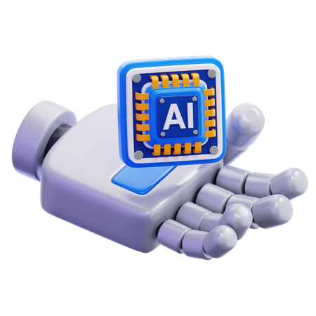 Roboterhand mit KI-Chip  3D Icon