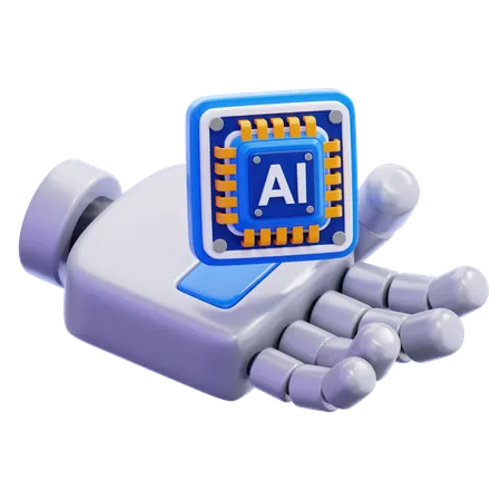 Roboterhand mit KI-Chip  3D Icon