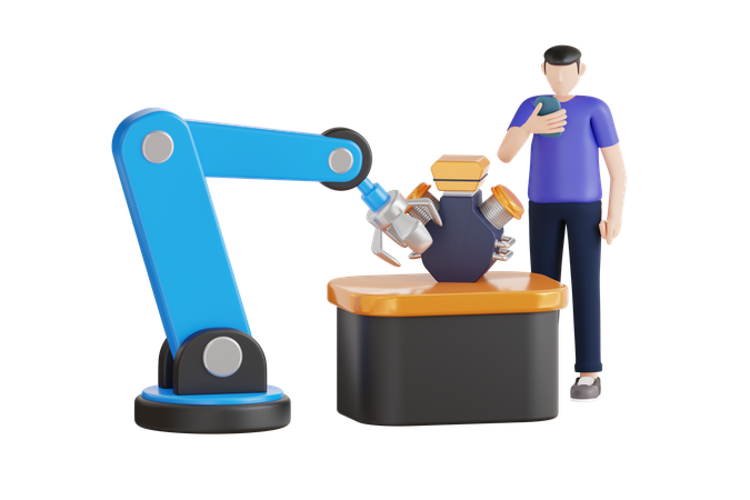 Robotic Arm Is Helping In Manufacturing Process  3D Icon
