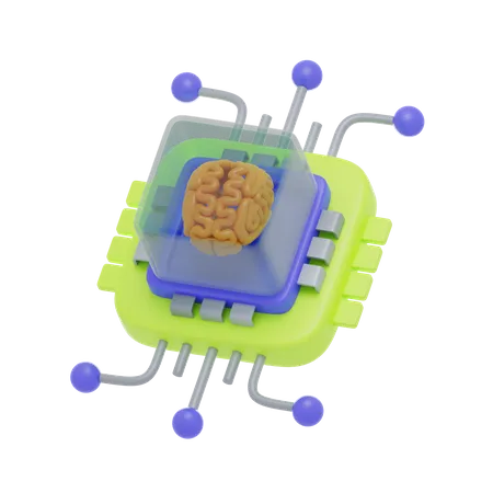 Robotic Brain Chip  3D Icon