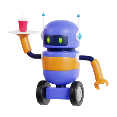 3 D Robot Works As A Waiter Serving Customers With Precision And Efficiency 3D Icon