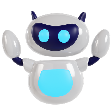 Robot’s Joyful Hands-Up Pose  3D Illustration