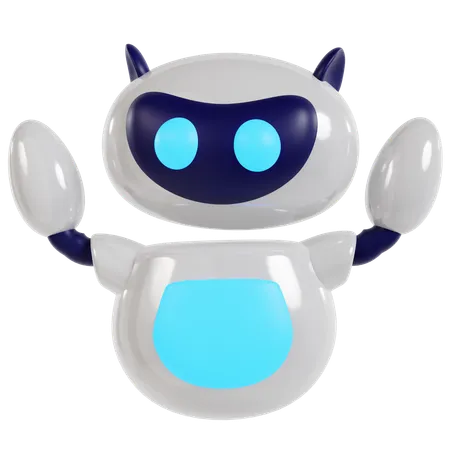Robot’s Joyful Hands-Up Pose  3D Illustration