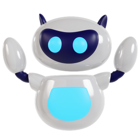 Robot’s Joyful Hands-Up Pose  3D Icon
