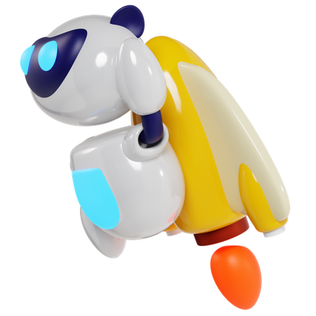 Robot’s Rocket Launch Pose  3D Illustration