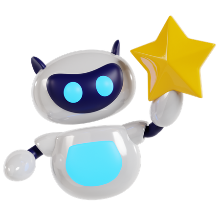 Robot’s Starry Presentation  3D Illustration