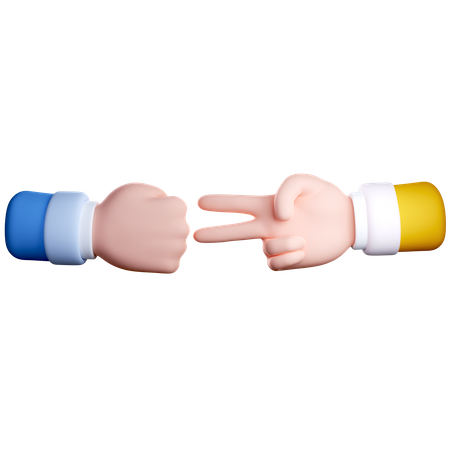 Rock And Paper Scissors Hand Gesture  3D Icon