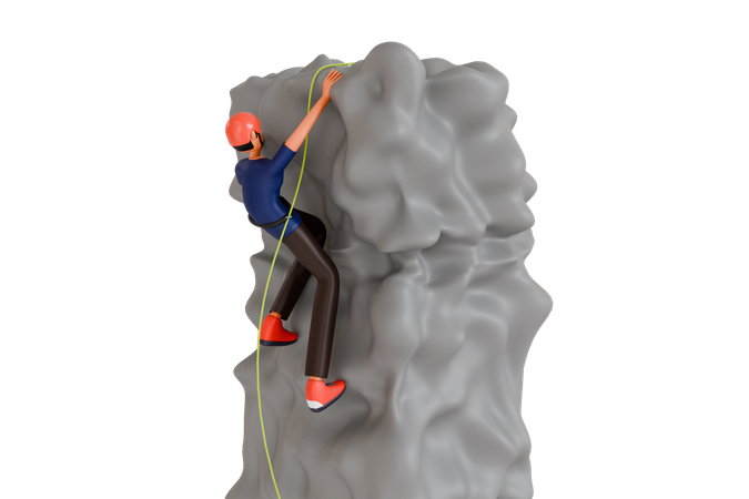 Rock Climbing  3D Illustration