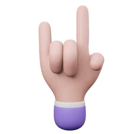 Rock Hand Gesture  3D Illustration