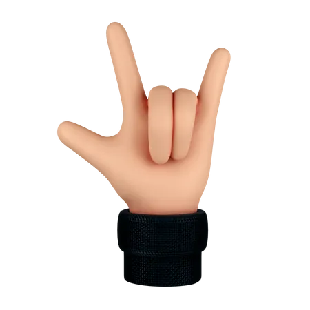 Rock Hand Gesture  3D Illustration