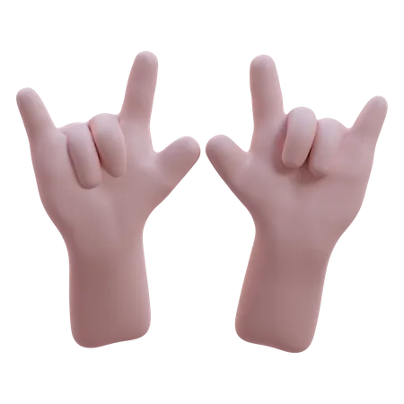 Rock Hand Gesture 3D Icon