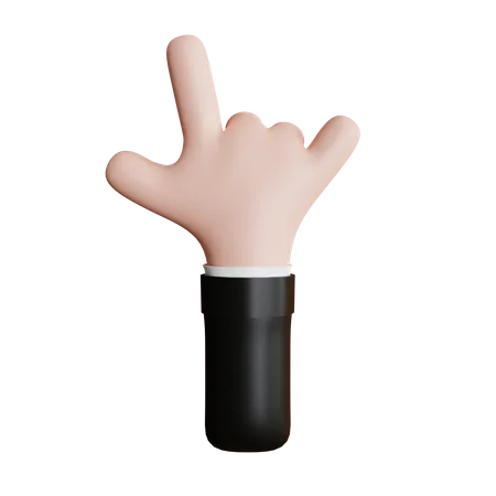 Cute Rock Hand Gesture Back Cartoon Style Finger Gesture 3 D Illustration 3D Icon