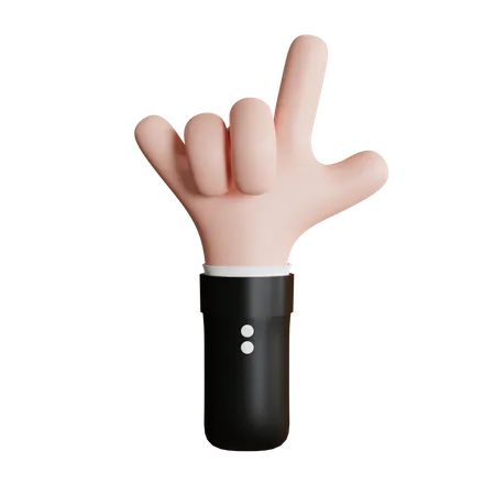 Cute Rock Hand Gesture Front Cartoon Style Finger Gesture 3 D Illustration 3D Icon