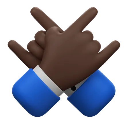 Both Hands Crossed And Showing A Rock Sign 3D Icon