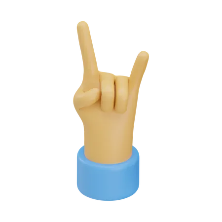 Rock N' Roll hand gesture  3D Icon