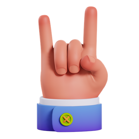 Rock On Hand Gesture  3D Illustration