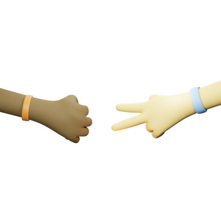 Rock Scissor Hand Gesture  3D Illustration