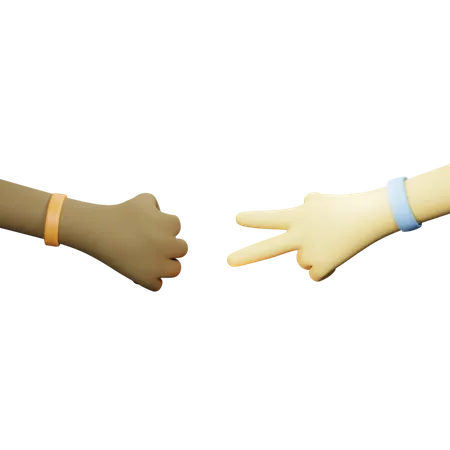 Rock Scissor Hand Gesture  3D Illustration