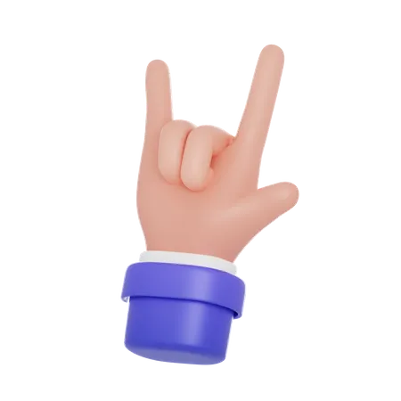 Rock Sign Hand Gesture  3D Icon