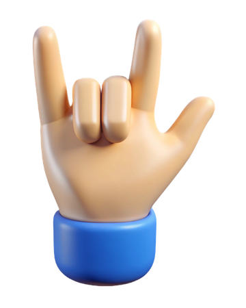 Rock Sign Hand Gesture  3D Icon