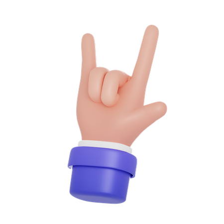 Rock Sign Hand Gesture  3D Icon