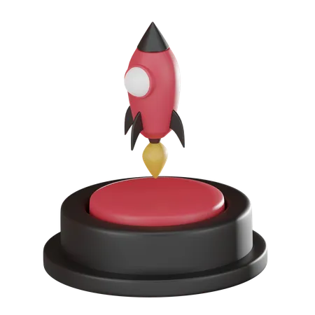 Push Button And Rocket Icon Symbolizes Creative Business Startup Boost Your Project With This Concept Of Innovation 3 D Render 3D Icon
