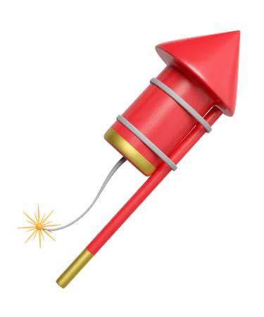 3 D Firework Rocket For Festive Chinese New Year Holiday 3 D Render Illustration 3D Icon