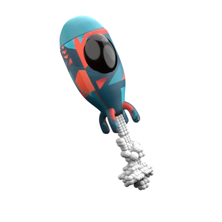 3 D Rocket Ilustrator 3D Icon