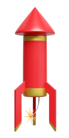 3 D Firework Rocket For Festive Chinese New Year Holiday 3 D Render Illustration 3D Icon