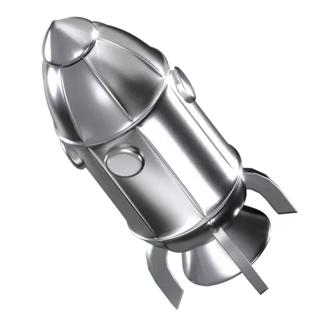 Rocket With Silver Color Illustration In 3 D Design 3D Icon