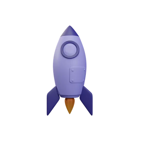3 D Rocket With Fire 3D Icon