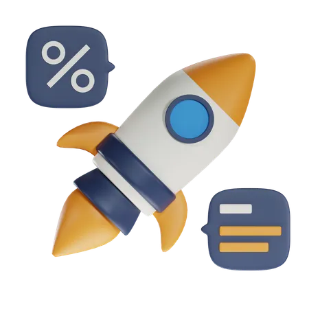 3 D Rocket Illustration 3D Icon