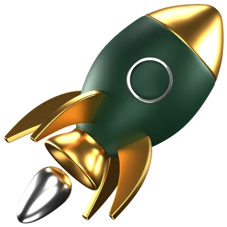 3 D Icon Of A Green And Gold Rocket 3D Icon