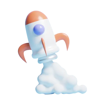 3 D Flying Rocket Icon Or 3 D Business Growth Up Icon With Flying Rocket 3D Icon