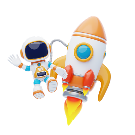 Rocket and Astronaut  3D Icon