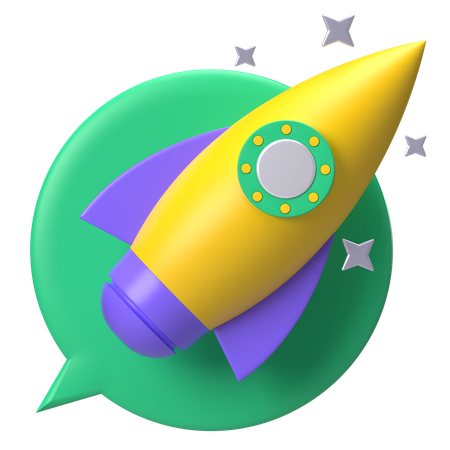 Rocket And Bubble Chat  3D Icon