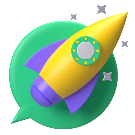 Rocket And Bubble Chat  3D Icon