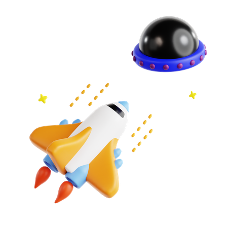 Rocket And Ufo  3D Icon