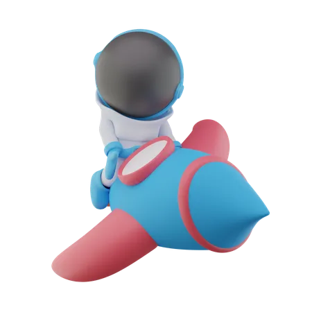 Rocket Astronaut  3D Icon