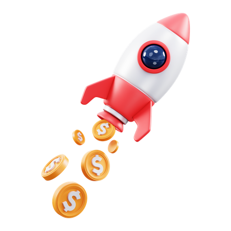 Rocket coin  3D Icon