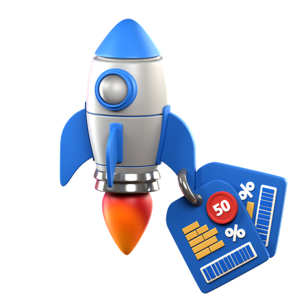 Rocket Discount  3D Icon